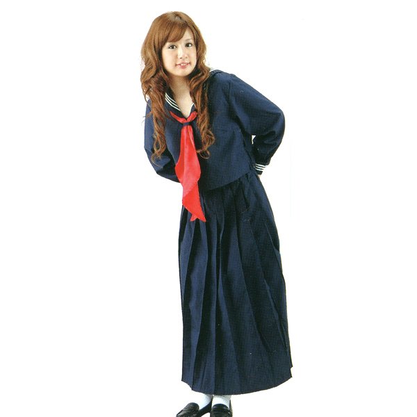 画像1: 大人用　コスプレ　紺セーラー服　長袖　ロングスカート (1)