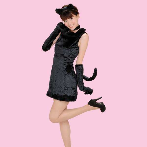 画像1: 大人用　コスプレ　黒猫　プリティ (1)