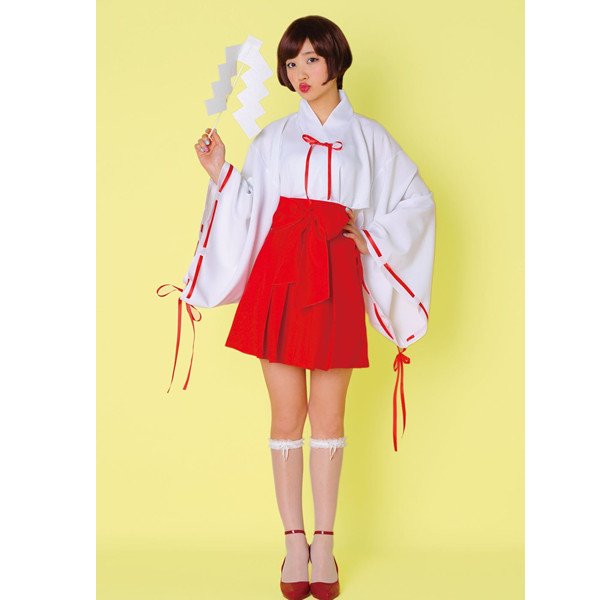 画像2: 大人用 コスプレ 巫女 ミニ (2)