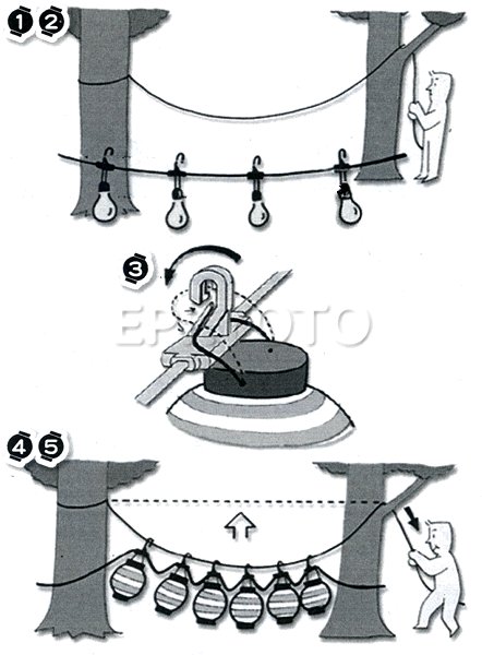 画像7: 便利な電球付き!提灯用電気コード 10灯 50cm間隔 全長5m (7)