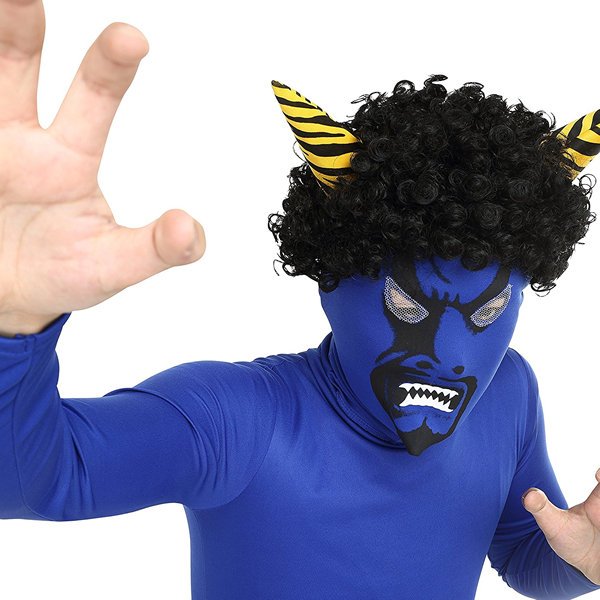 画像7: 大人用　マスク　鬼　角付アフロかつらセット (7)