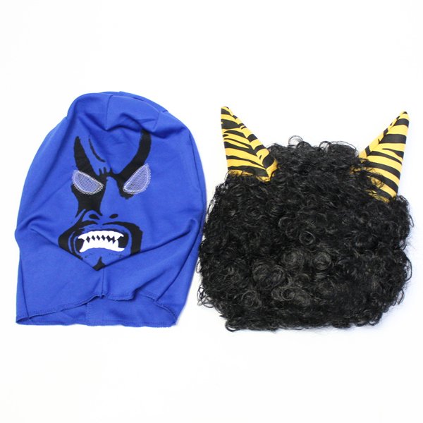 画像10: 大人用　マスク　鬼　角付アフロかつらセット (10)