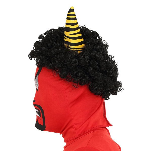 画像3: 大人用　マスク　鬼　角付アフロかつらセット (3)