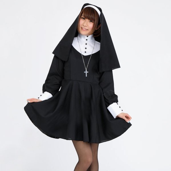 画像2: 大人用 コスプレ ミニスカシスター (2)