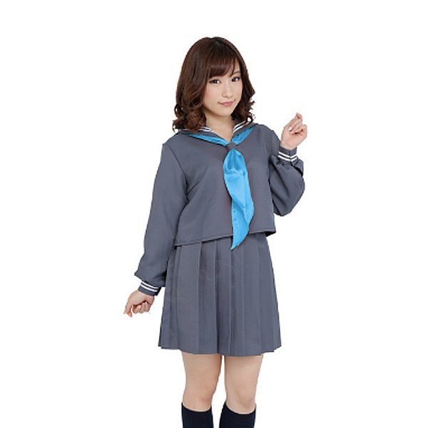 画像4: 大人用 コスプレ セーラー服 グレー スカーフ3色セット (4)