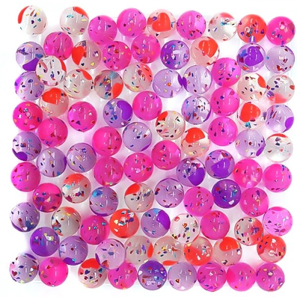 画像2: 追加用スーパーボール27mm　きらきらハート　100ヶセット (2)