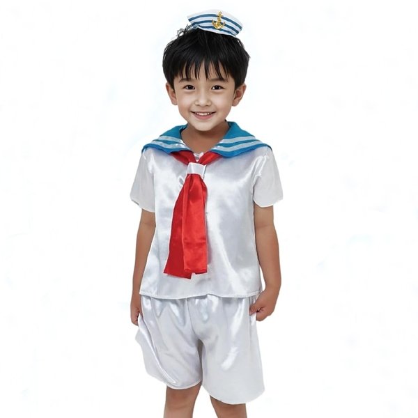 画像1: 子供コスチューム　ちびっこ水兵　ハーフパンツタイプ (1)