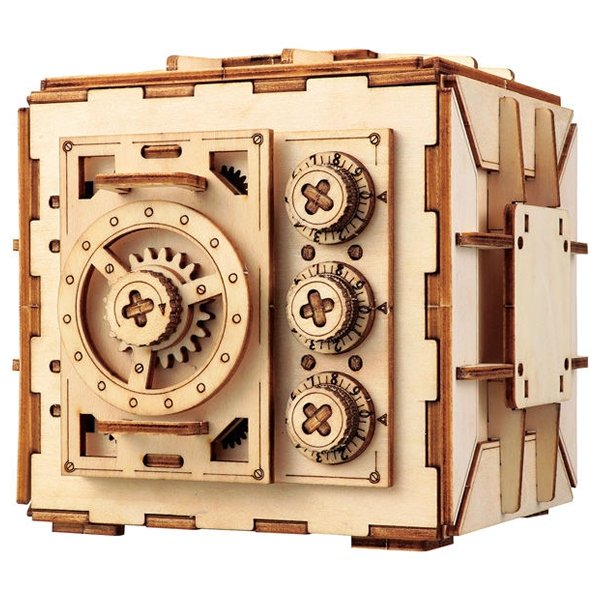 画像1: 木工工作キット　ダイヤル式金庫貯金箱 (1)