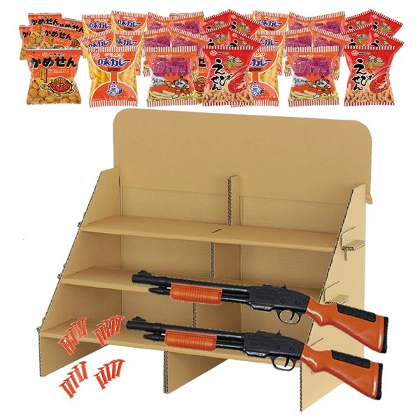 画像1: ダンボール製射的什器組立セット　お菓子120ヶ付 (1)