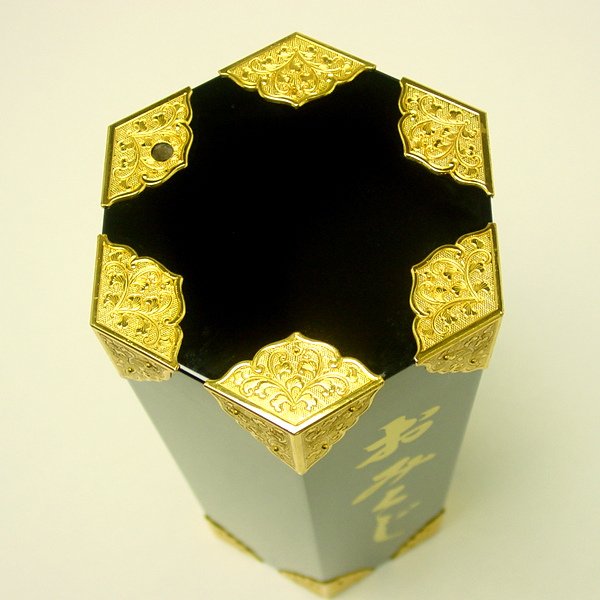 画像3: 本格的おみくじ みくじ棒付みくじ筒 黒塗金具打 (3)