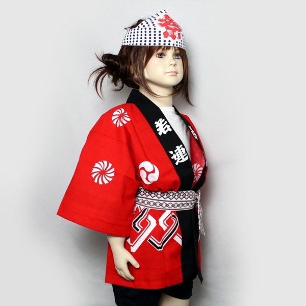 画像3: 子供ハッピ 祭 吉原柄 帯・鉢巻き付 (3)